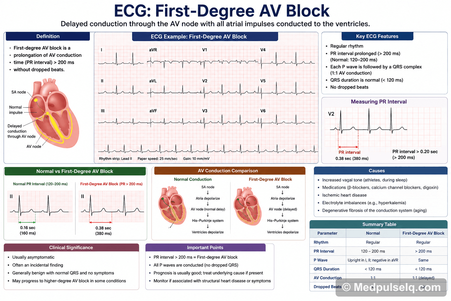 First-degree AV block — ECG
