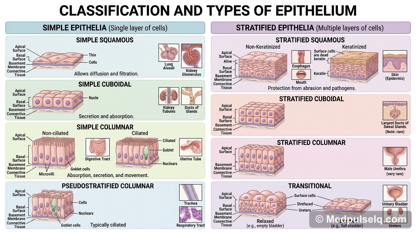 Epithelium types — Histology
