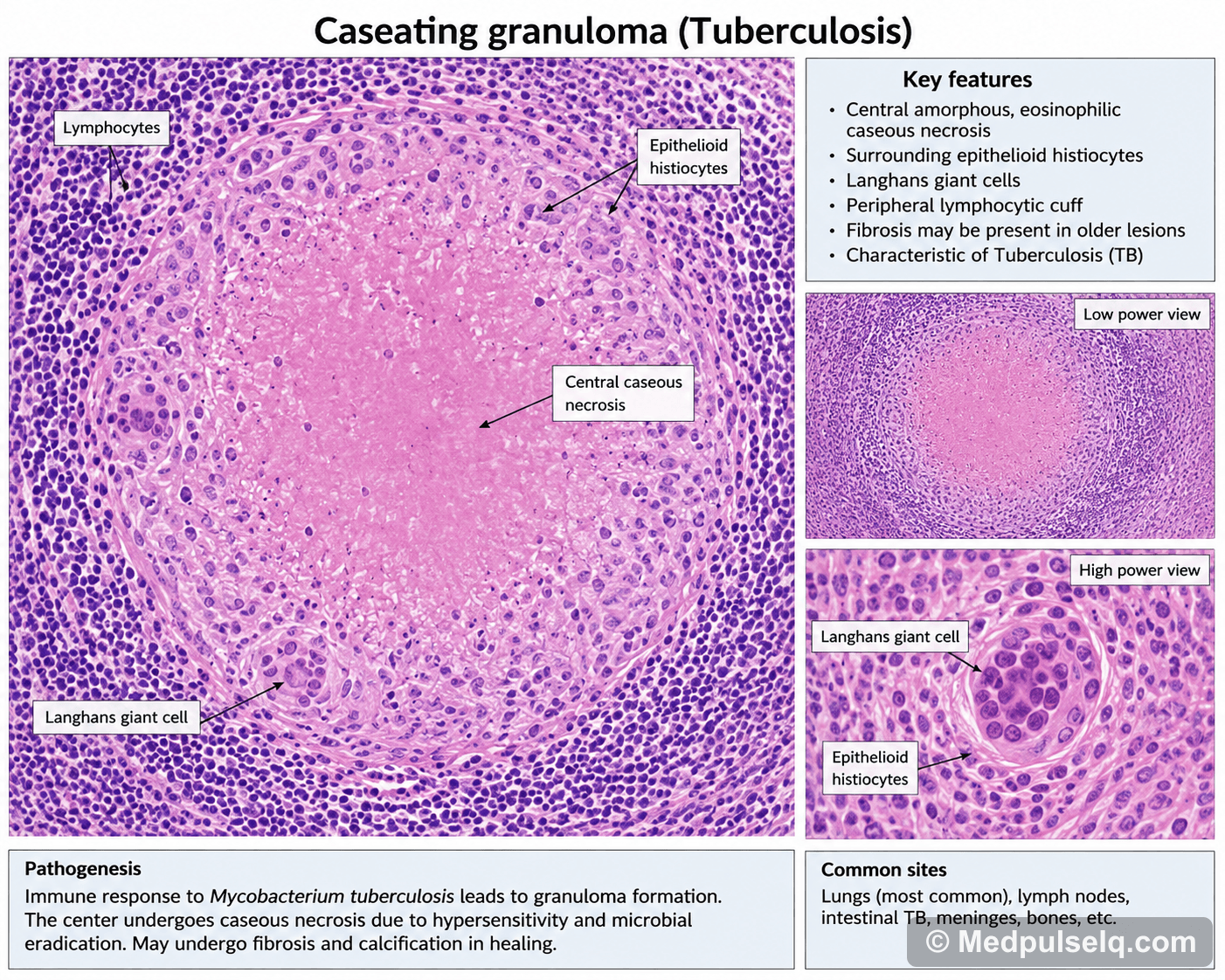 Caseating granuloma (TB) — Pathology