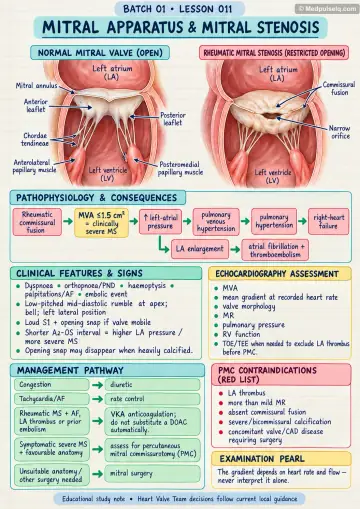 Handwritten one-page note: the mitral apparatus and mitral stenosis