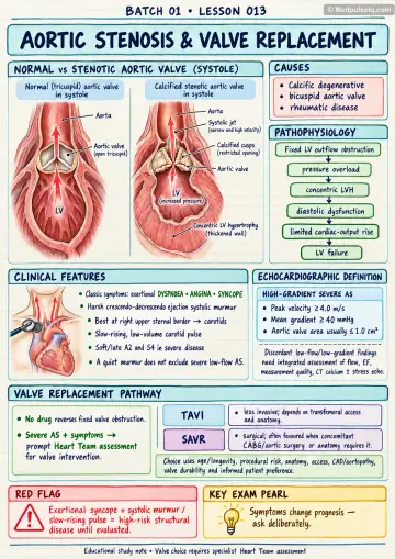 Handwritten one-page note: aortic stenosis and valve replacement