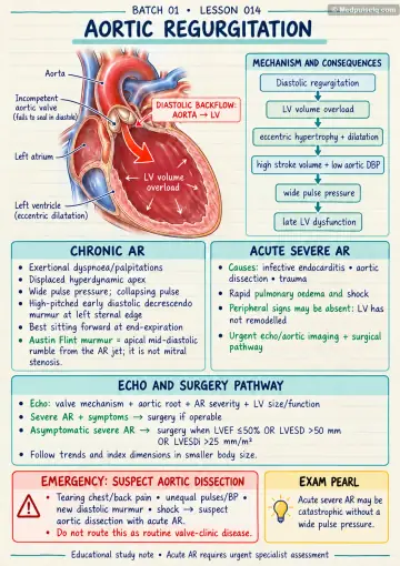 Handwritten one-page note: aortic regurgitation and its peripheral signs