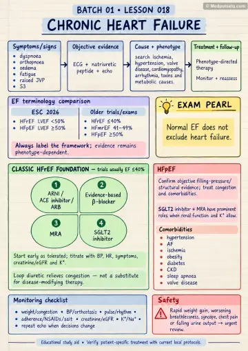 Handwritten one-page note: chronic heart failure and guideline-directed therapy