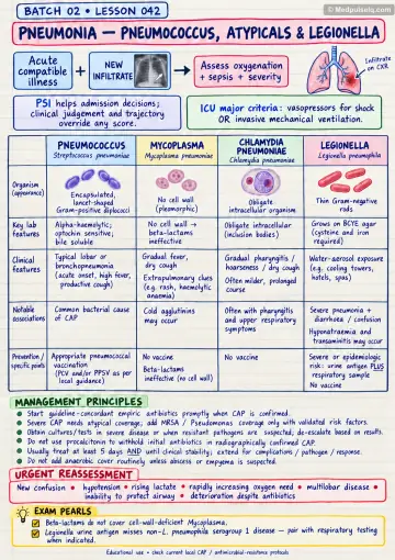 Handwritten one-page note: pneumococcus, atypical pneumonia and Legionella