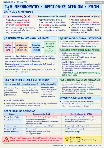 Handwritten one-page note: IgA nephropathy, infection-related GN and PSGN