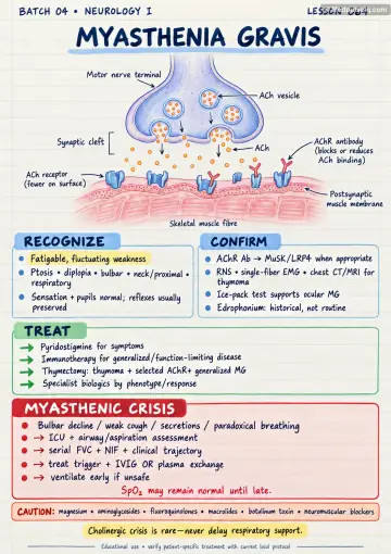 Handwritten one-page note: MG junction mechanism, recognition, confirmation, treatment and crisis warning