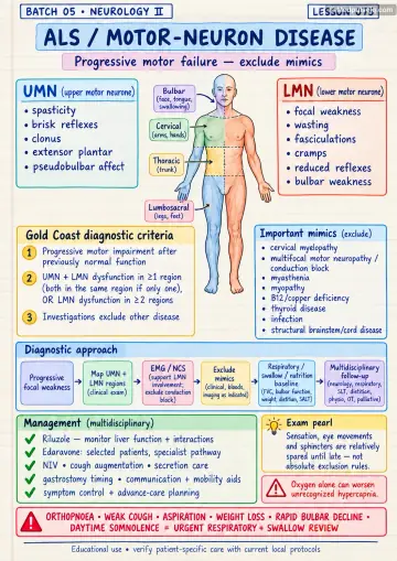 Handwritten one-page note: ALS and motor-neuron disease approach
