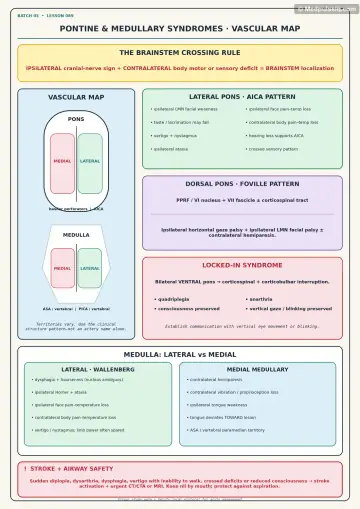 Handwritten one-page note: pontine and medullary vascular syndromes