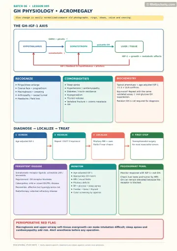 Handwritten one-page note: gh physiology and acromegaly