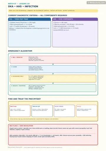 Handwritten one-page note: DKA, HHS and infection triggers