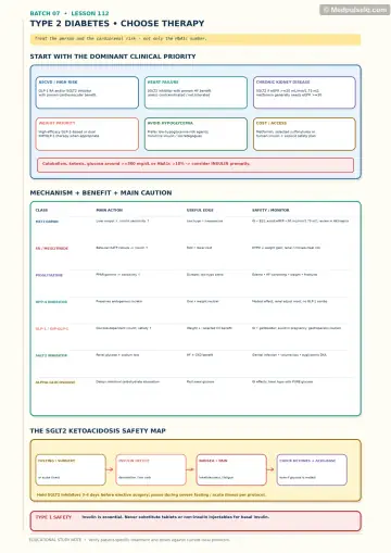 Handwritten one-page note: type 2 diabetes therapy by clinical priority