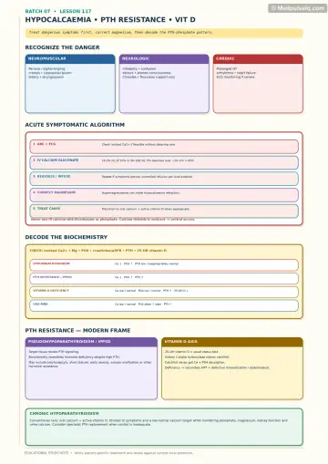 Handwritten one-page note: hypocalcaemia, PTH resistance and vitamin D disorders