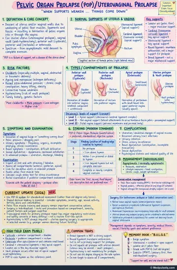 Handwritten one-page note: pelvic organ prolapse
