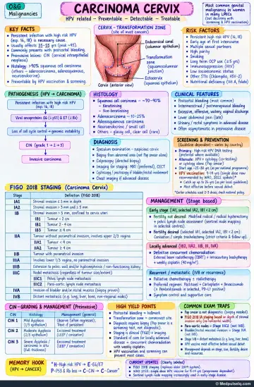 Handwritten one-page note: carcinoma cervix